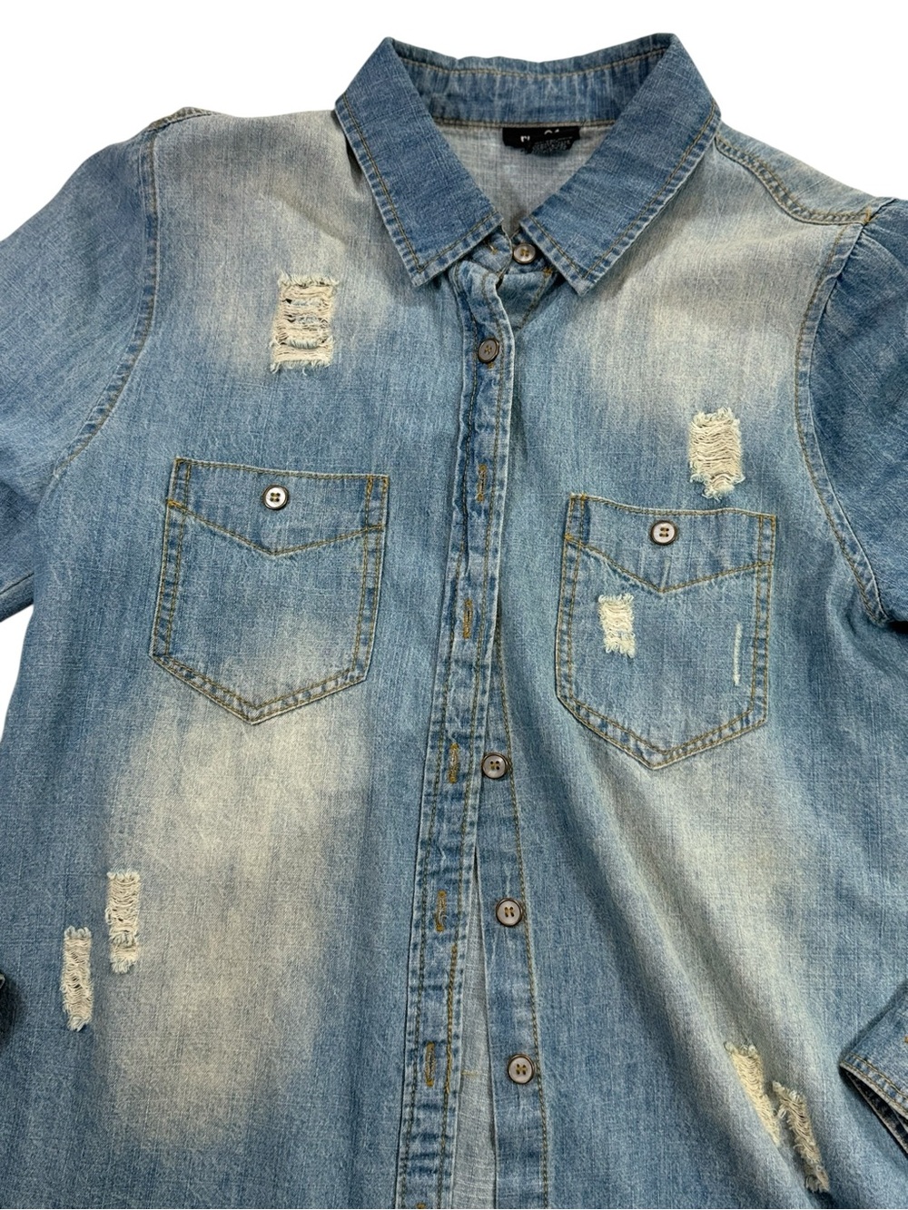 Rue21 Distressed Chambray Button Down – Size Small